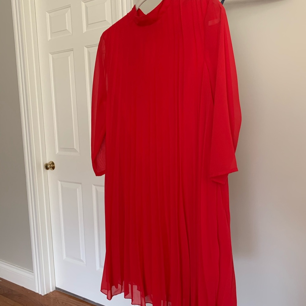 Pleated red babydoll dress